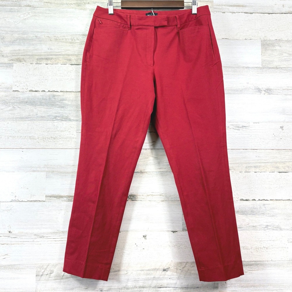 White House Black Market Slim Pants Women 12 Red Tapered Ankle Trousers Corpcore